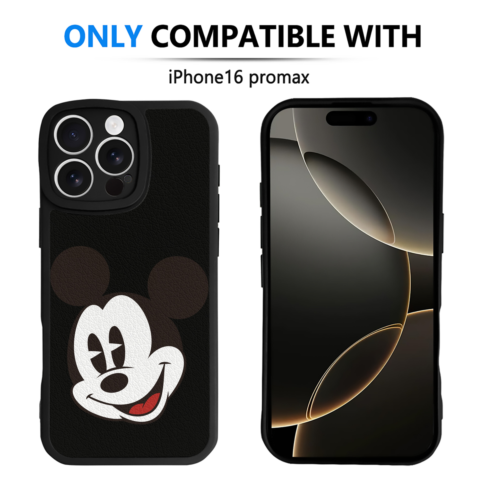 （画像用） ミッキーマウス Mickey Mouse 【iPhone 16シリーズ対応】シリコンスマホケース（レザー調） 材質：シリコン
